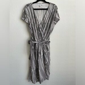 cap sleeve neutral wrap dress from banana republic